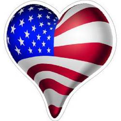American Flag Patriotic Heart - Vinyl Sticker