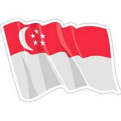 Singapore Wavy Flag - Vinyl Sticker