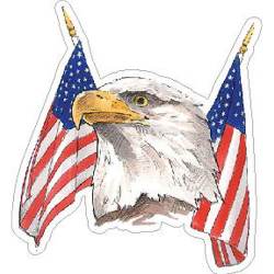 Duel American Flags With Eagle - Vinyl Sticker