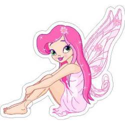 Pink Fairy Sitting - Vinyl Sticker