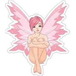 Pink Fairy Crossed Legs - Vinyl Sticker