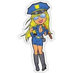 Pin Up Police Officer Girl - Vinyl Sticker