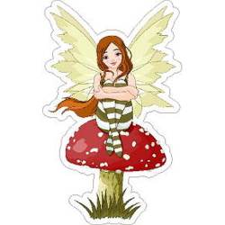 Fairy Seated On Mushroom - Vinyl Sticker