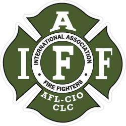 Dark Green White IAFF International Association Firefighters - Vinyl Sticker