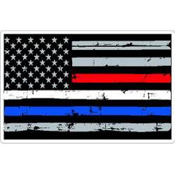 Thin Red White & Blue Distressed American Flag - Vinyl Sticker