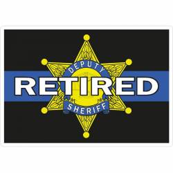 Thin Blue Line Retired Deputy Sheriff 6 Point Gold Star - Vinyl Sticker