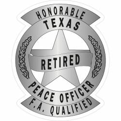 Retired Texas Peace Officer Silver - Vinyl Sticker