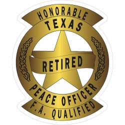 Retired Texas Peace Officer Gold - Vinyl Sticker