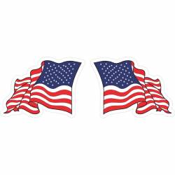 Wavy Flying American Flag - Helmet Decal Pair