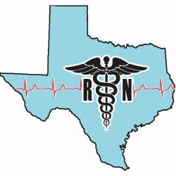 Texas State Registered Nurse RN Red Heartbeat Lightblue - Vinyl Sticker