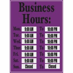 Custom Purple Store Business Hours - Vinyl Sticker