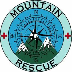 Mountain Rescue Compass Wooded Mountain - Vinyl Sticker