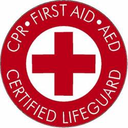 Certified Lifeguard CPR First Aid AED Red - Vinyl Sticker