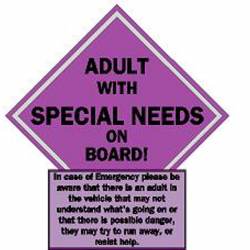 Adult With Special Needs On Board Purple - Vinyl Sticker