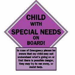 Child With Special Needs On Board Purple - Vinyl Sticker