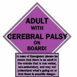 Adult With Cerebral Palsy On Board Purple - Vinyl Sticker