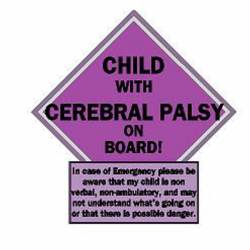 Child With Cerebral Palsy On Board Purple - Vinyl Sticker