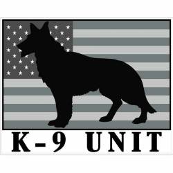 K-9 Unit American Flag Greyscale - Vinyl Sticker
