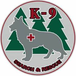 K-9 Search & Rescue Grey & Red - Vinyl Sticker