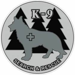 K-9 Search & Rescue Greyscale - Vinyl Sticker