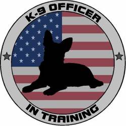 K-9 Officer In Training American Flag Circle - Vinyl Sticker