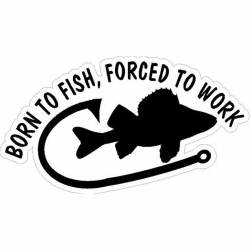 Born To Fish Forced To Work Fish Hook - Vinyl Sticker