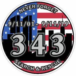 Never Forget 343 Search & Rescue - Vinyl Sticker