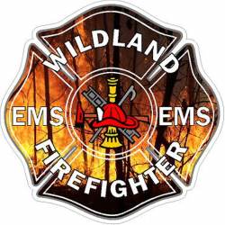 Wildland EMS Firefighter Maltese Cross - Vinyl Sticker