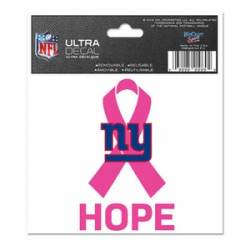 New York Giants Breast Cancer Awareness Hope - 3x4 Ultra Decal