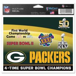 Green Bay Packers 4-Time Super Bowl Champions - 5x6 Ultra Decal
