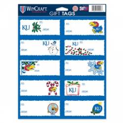 University Of Kansas Jayhawks - Sheet of 10 Christmas Gift Tag Labels