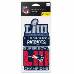 New England Patriots Super Bowl LIII 53 Champions - Set of Two 4x4 Die Cut Decals