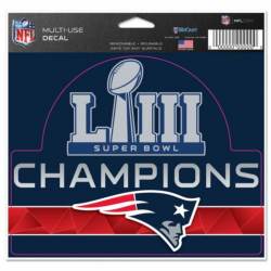 New England Patriots Super Bowl LIII 53 Champions - 4.5x5.75 Die Cut Ultra Decal