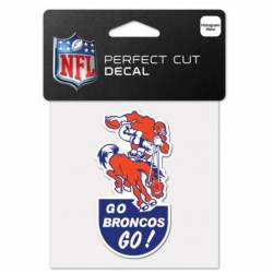 Denver Broncos Go Broncos Go Retro Logo - 4x4 Die Cut Decal