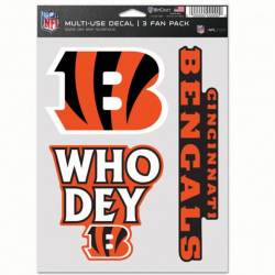 Cincinnati Bengals - Sheet Of 3 Fan Pack Stickers