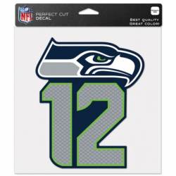 Seattle Seahawks 12th Man & Logo - 8x8 Full Color Die Cut Decal