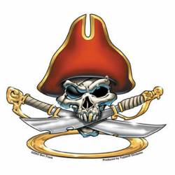 Red Pirate Hat Skull & Swords - Vinyl Sticker