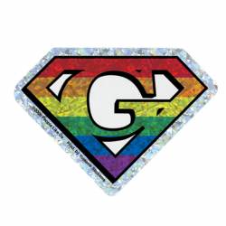Diamond Super Gay LGBTQ Rainbow Pride - Holographic Sticker