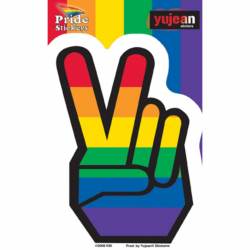 LGBTQ Pride Rainbow Peace Fingers Sign - Vinyl Sticker