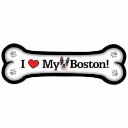 I Love My Boston - Dog Bone Magnet