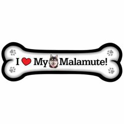 I Love My Malamute - Dog Bone Magnet