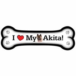 I Love My Akita - Dog Bone Magnet