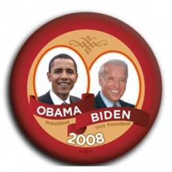 Obama and Biden Red - Button