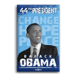 44th President Obama Blue Rectangle Button