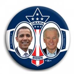 Obama and Biden Red White and Blue - Button