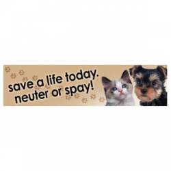Save A Life Today, Neuter Or Spay - Bumper Magnet
