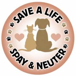 Save A Life Spay & Neuter Heart & Paws - Circle Magnet