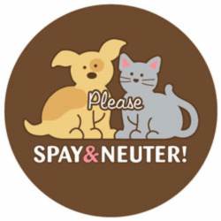 Please Spay & Neuter - Brown Circle Magnet