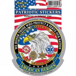 American Heroes Fire Police EMS - Round Prismatic Sticker