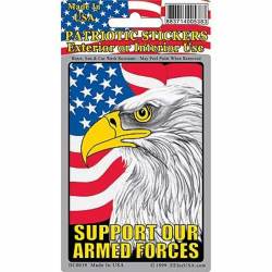 Support Our Armed Forces Eagle & American Flag - Prismatic Rectangle Sticker